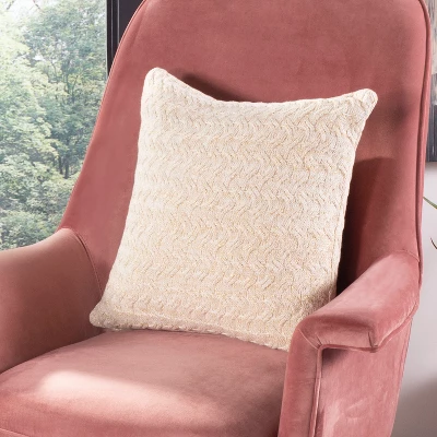 Adara Knit Pillow - Natural/Gold - 20" X 20" - Safavieh 3 Adara Knit Pillow - Natural/Gold - 20" X 20" - Safavieh