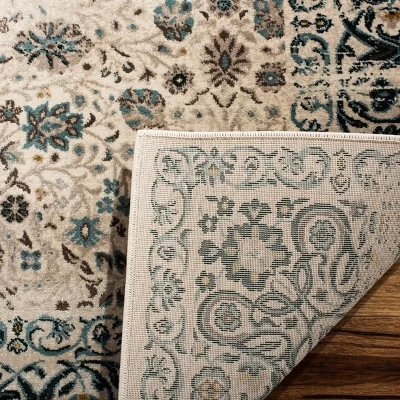 Beige/Blue Floral Loomed Area Rug 8'X10' - Safavieh 5 Beige/Blue Floral Loomed Area Rug 8'X10' - Safavieh - Image 3