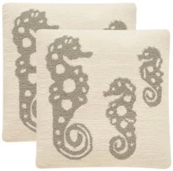 Tropical Oreas Pillow (Set Of 2) - White/Grey - 20" X 20" - Safavieh