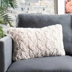 Chunky Knit Pillow - Stone/Natural - 12" X 20" - Safavieh