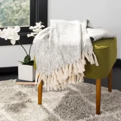 Jacqui Metallic Throw Blanket - Grey/Silver - 50" X 70" - Safavieh