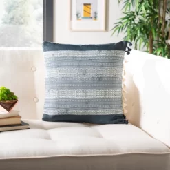 Linney Pillow - Deep Blue/Grey - 16" X 16" - Safavieh 8 Linney Pillow - Deep Blue/Grey - 16" X 16" - Safavieh -Safavieh Store GUEST 3f1aef65 93a8 4181 a746 e05203d2429f