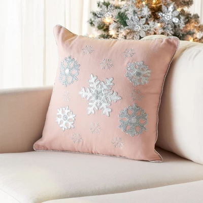 Sunderland Snowflake Pillow - Blush Pink - 18"x18" - Safavieh 4 Sunderland Snowflake Pillow - Blush Pink - 18"x18" - Safavieh - Image 2