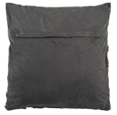 Perris Cowhide Pillow - Grey/Yellow/White - 20" X 20" - Safavieh 4 Perris Cowhide Pillow - Grey/Yellow/White - 20" X 20" - Safavieh - Image 2
