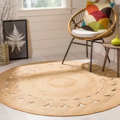 Noemi Solid Woven Round Rug - Safavieh -Safavieh Store GUEST 47740916 dceb 48d6 8443 49b906f1548a