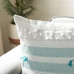 Billi Pillow - Beige/Teal - 20" X 20" - Safavieh -Safavieh Store GUEST 660e04c4 e705 4477 b872 5c82f7fd6a66