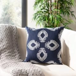 Blossom Pillow - Navy/Periwinkle - 16" X 16" - Safavieh