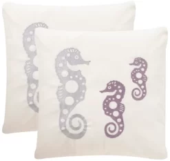 Tropical Oreas (Set Of 2) - Cream/Purple - 20" X 20" - Safavieh