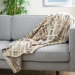 Twila Throw Blanket - Tan/Beige/Gray - 50" X 60" - Safavieh