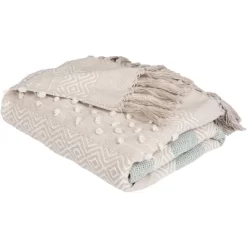 Billi Throw Blanket - Beige/ Teal - 50" X 60" - Safavieh -Safavieh Store GUEST b059b886 74cd 4ffb 9d0f a67d3738fd06