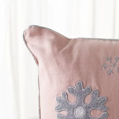 Sunderland Snowflake Pillow - Blush Pink - 18"x18" - Safavieh 5 Sunderland Snowflake Pillow - Blush Pink - 18"x18" - Safavieh - Image 3