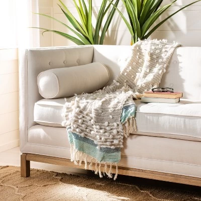 Popper Throw Blanket - Multi/Blue/Natural - 50" X 70" - Safavieh 3 Popper Throw Blanket - Multi/Blue/Natural - 50" X 70" - Safavieh