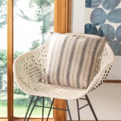 Varina Pillow - Blue/Natural - 16" X 16" - Safavieh