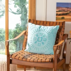 Shayla Pillow - Teal - 18" X 18" - Safavieh -Safavieh Store GUEST eba81ff6 4b12 417e 9820 959298a7868e