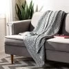 Janan Knit Throw Blanket - Dark Grey/Natural - 50" X 60" - Safavieh